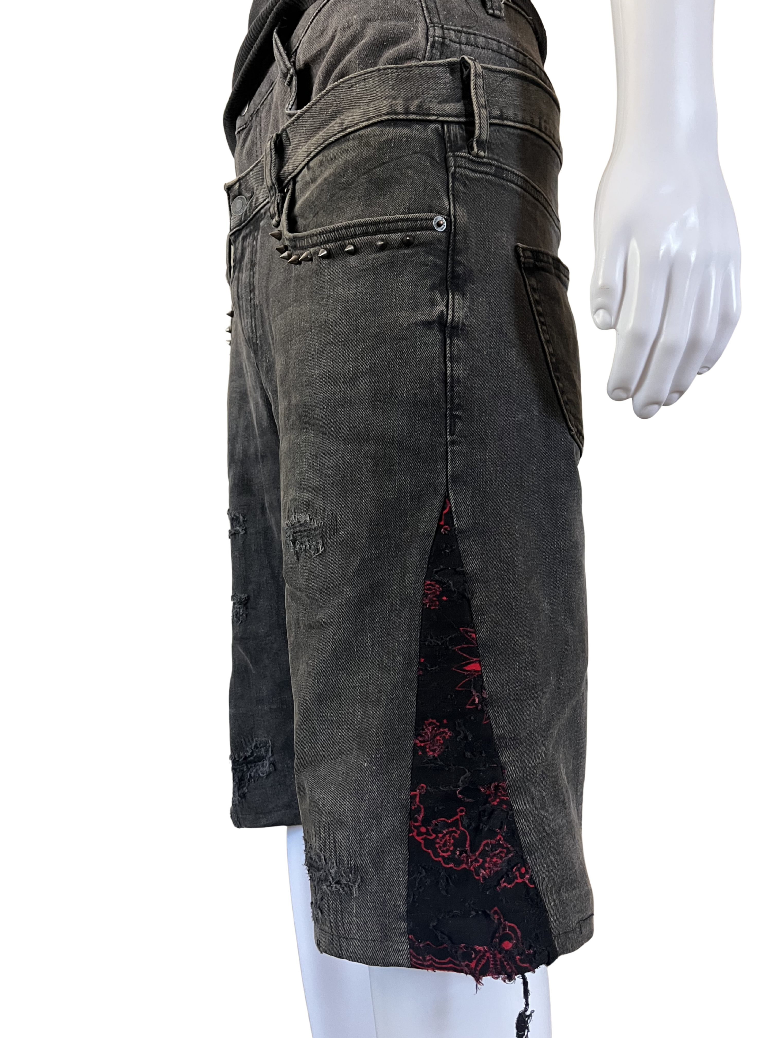 Double Waisted Grey Wash Jorts