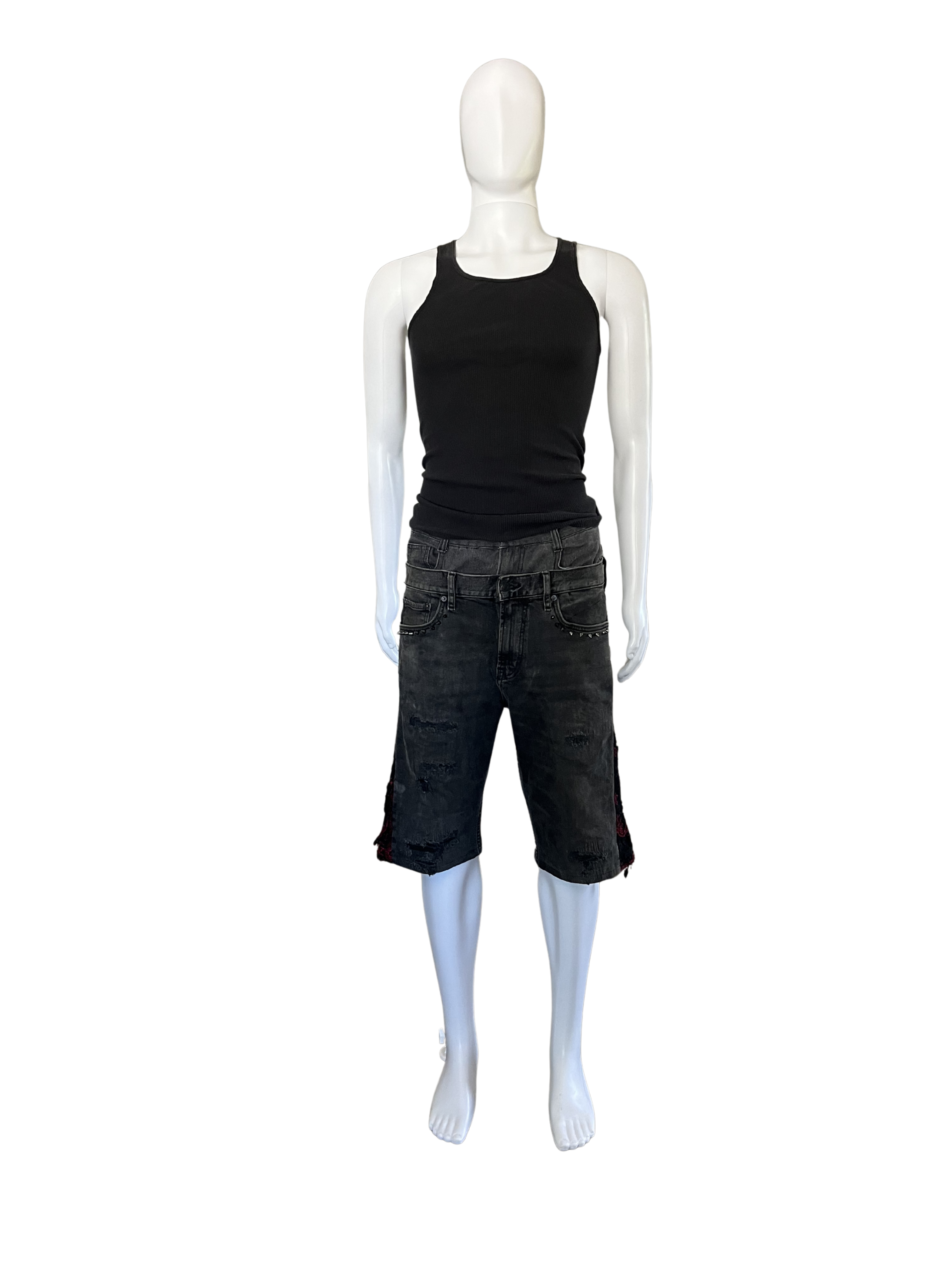 Double Waisted Grey Wash Jorts