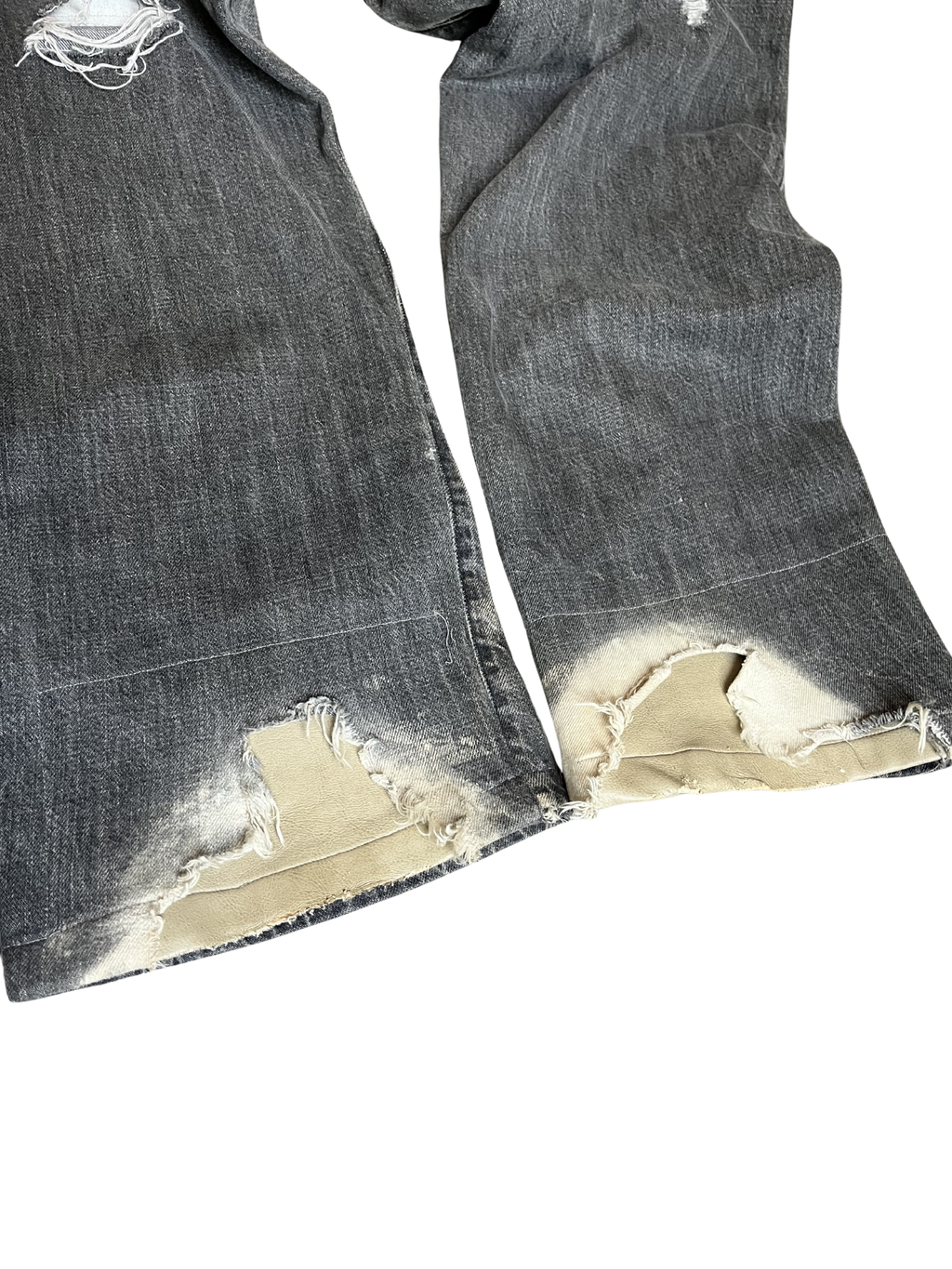 Straight Fit Grey Distressed/Leather Repair