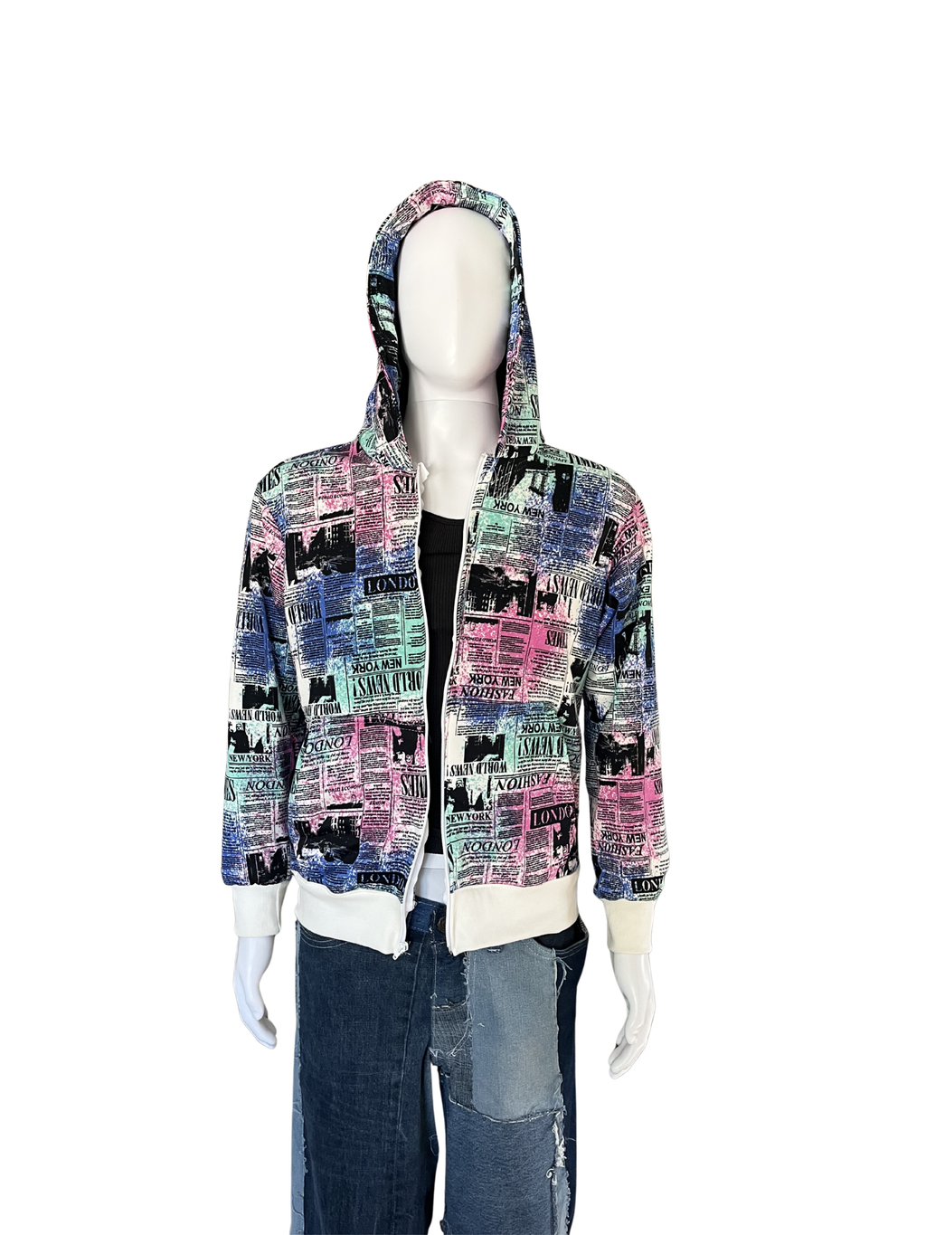 Dyed Newspaper Zip-Up