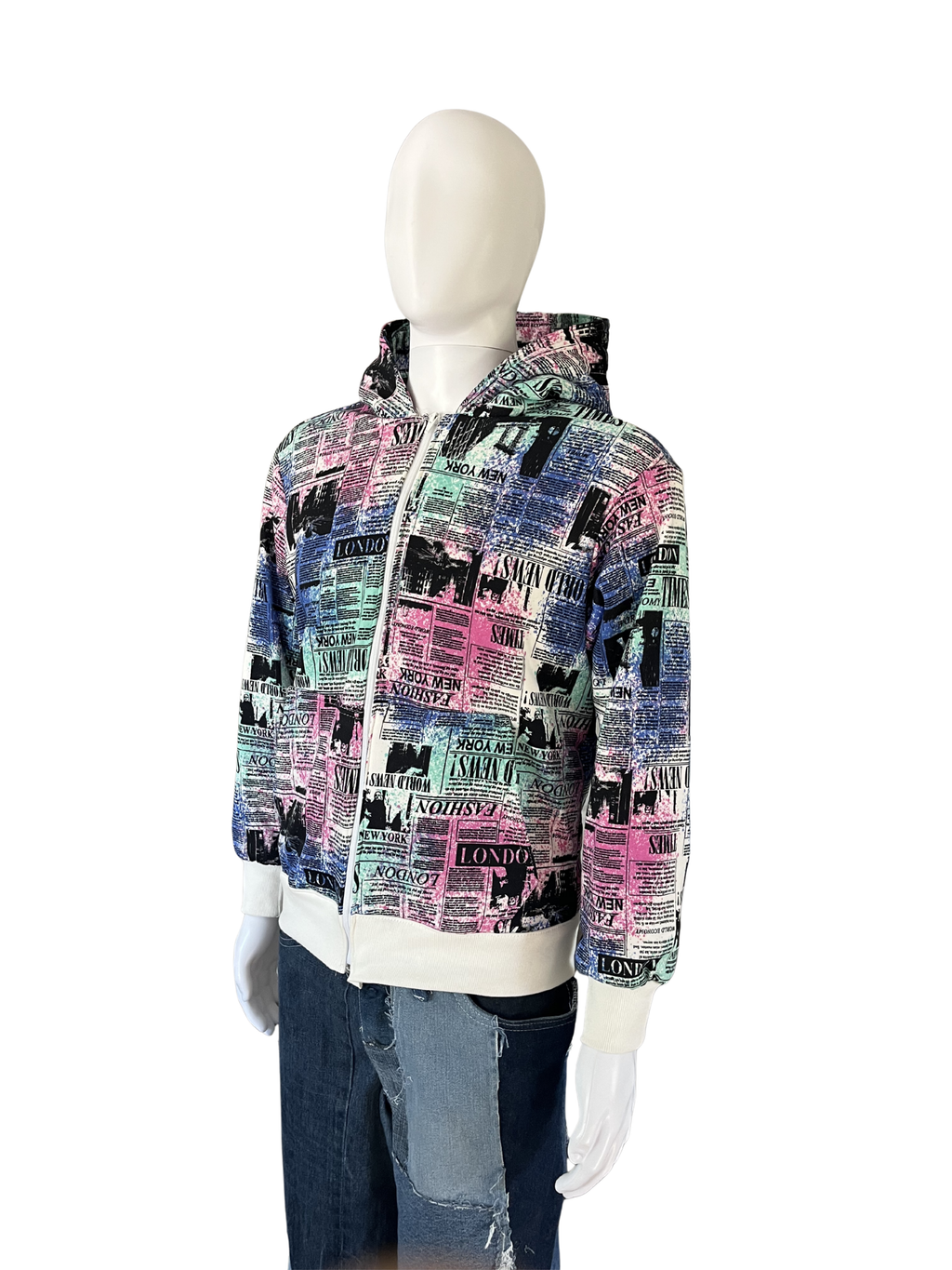 Dyed Newspaper Zip-Up