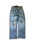 Double Waisted Distressed Jeans/With studs
