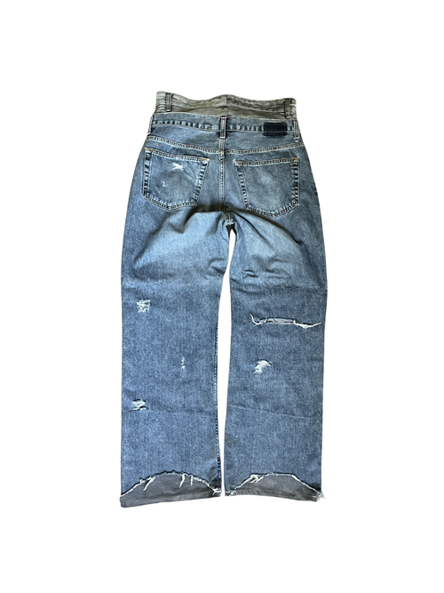 Double Waisted Distressed Jeans/With studs