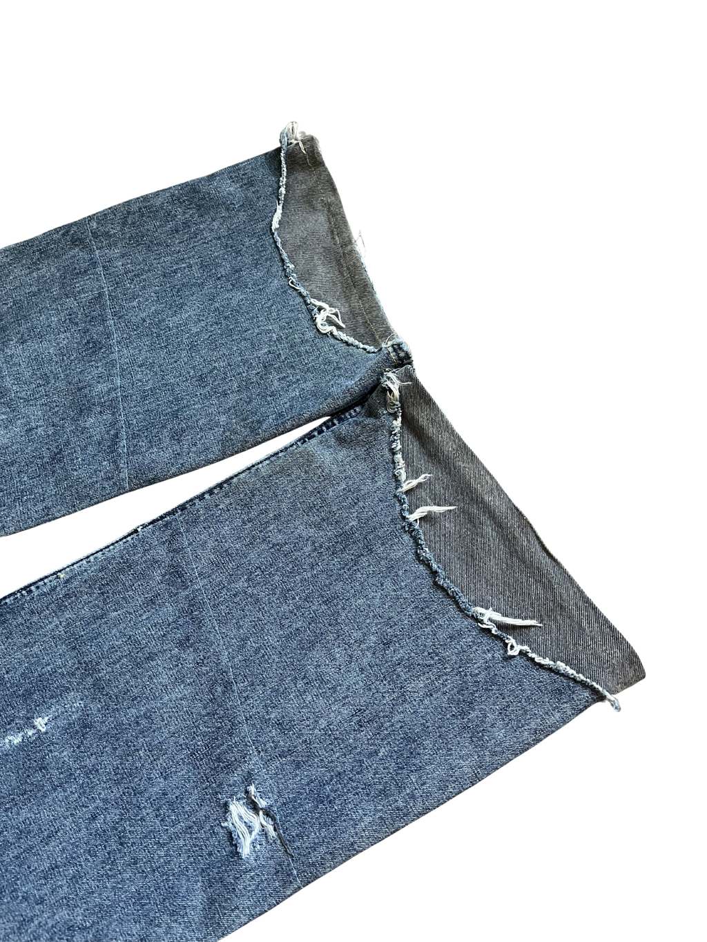 Double Waisted Distressed Jeans/With studs