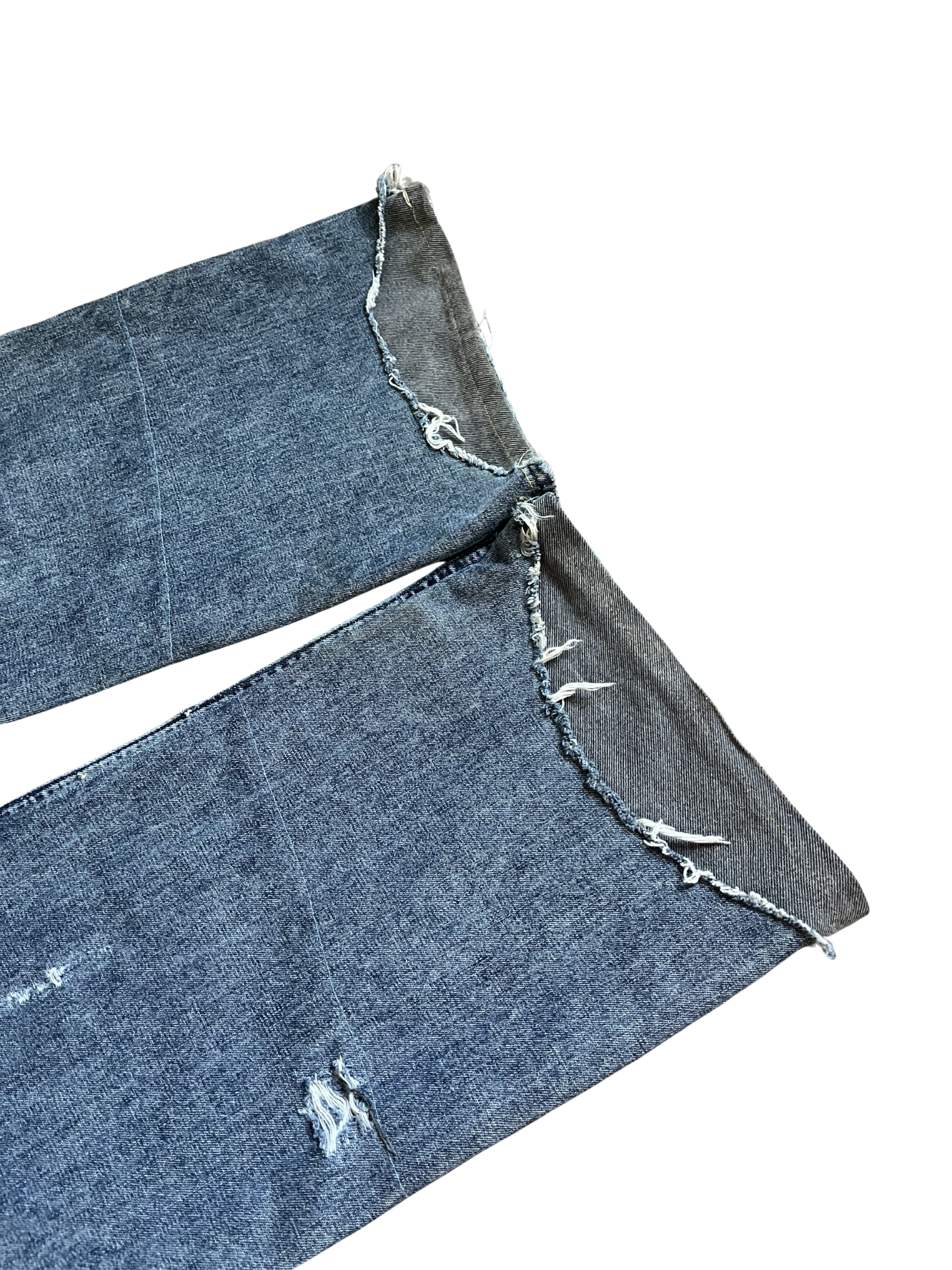 Double Waisted Distressed Jeans/With studs