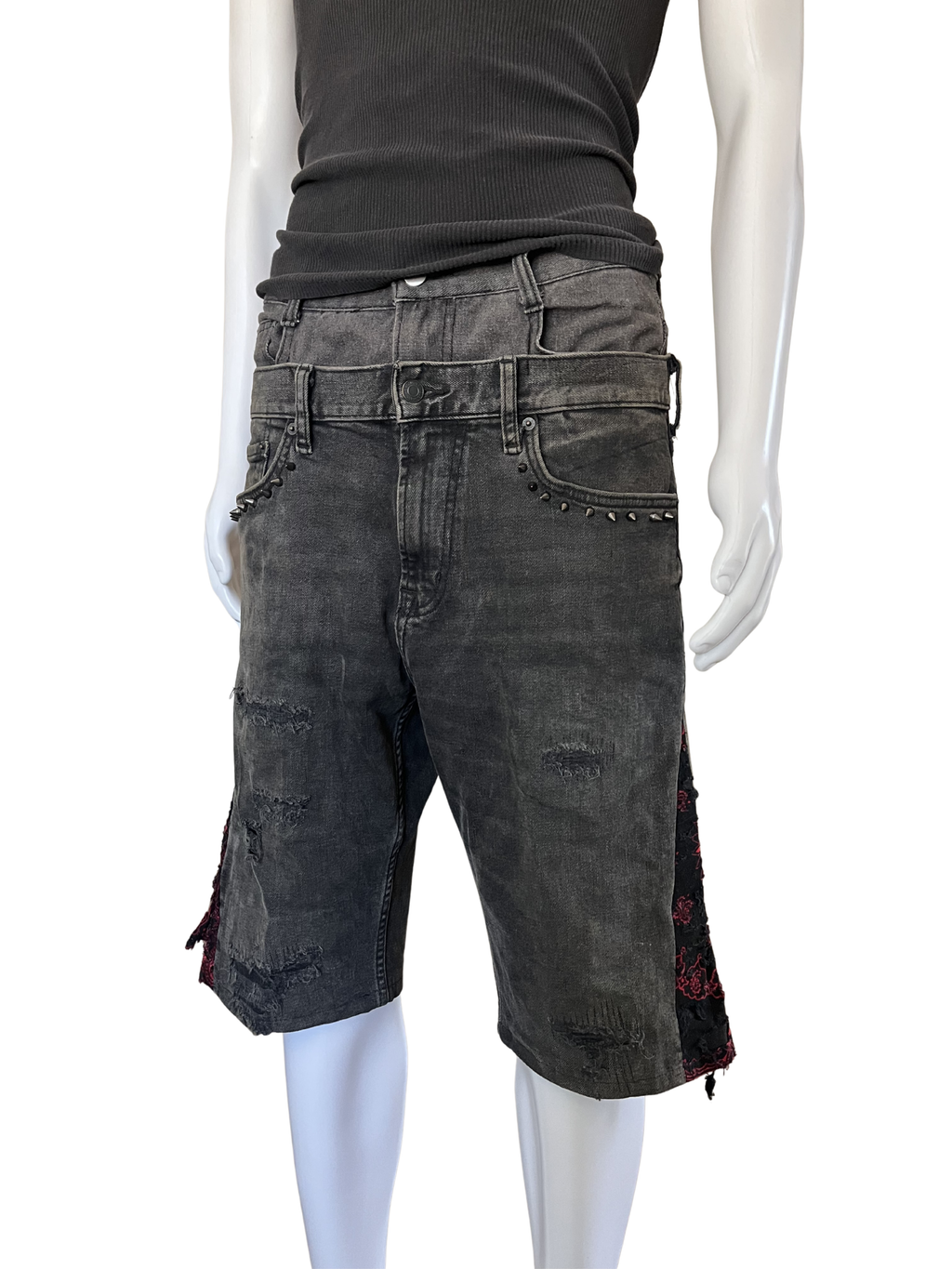 Double Waisted Grey Wash Jorts